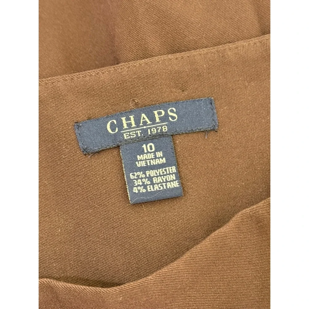 Chaps Brown A Line Skirt Women Size 10 Knee‎ Length Side Button Detail